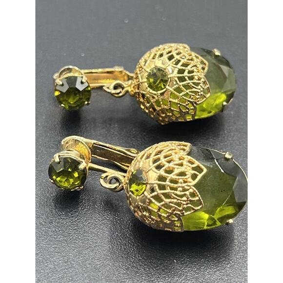 D&E Juliana Sarah Coventry Vintage Touch of Elegance Book Clip Earrings Green - Picture 16 of 16